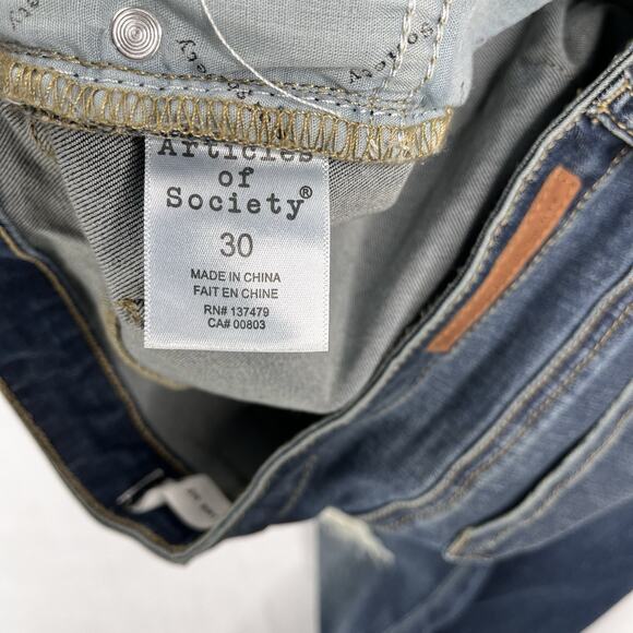 NWT Articles Of Society Distressed Destructed Hem Skinny Jean Sz 10 Dark Mid Ris - Picture 7 of 11